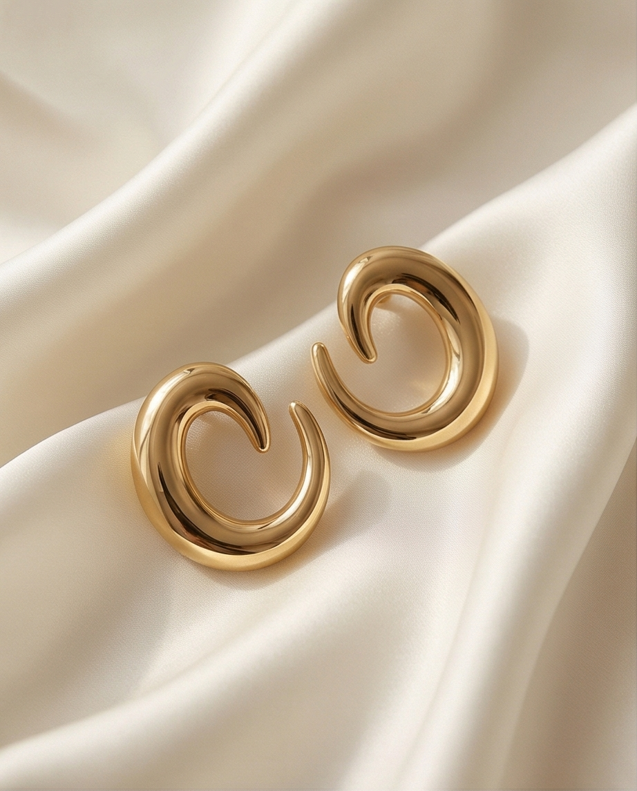 Crescent Gold Hoop Earrings