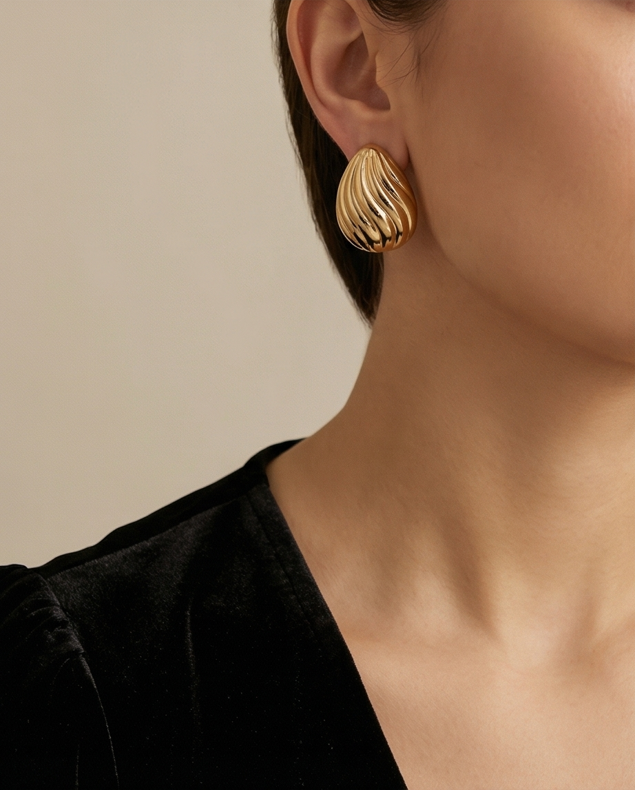 Golden Swirl Dome Earrings
