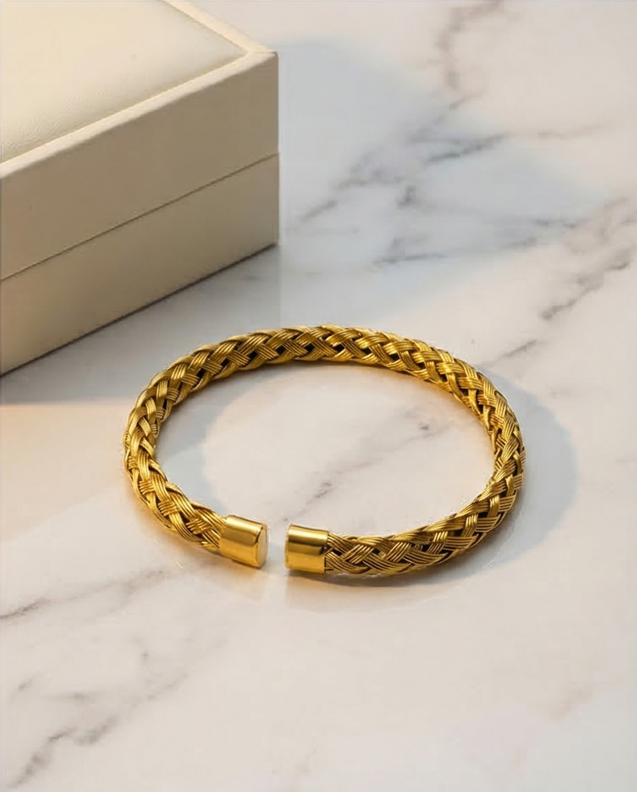 Elegant Braided Gold Wire Cuff