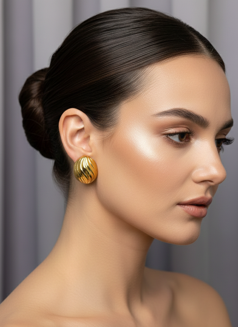 Golden Swirl Dome Earrings