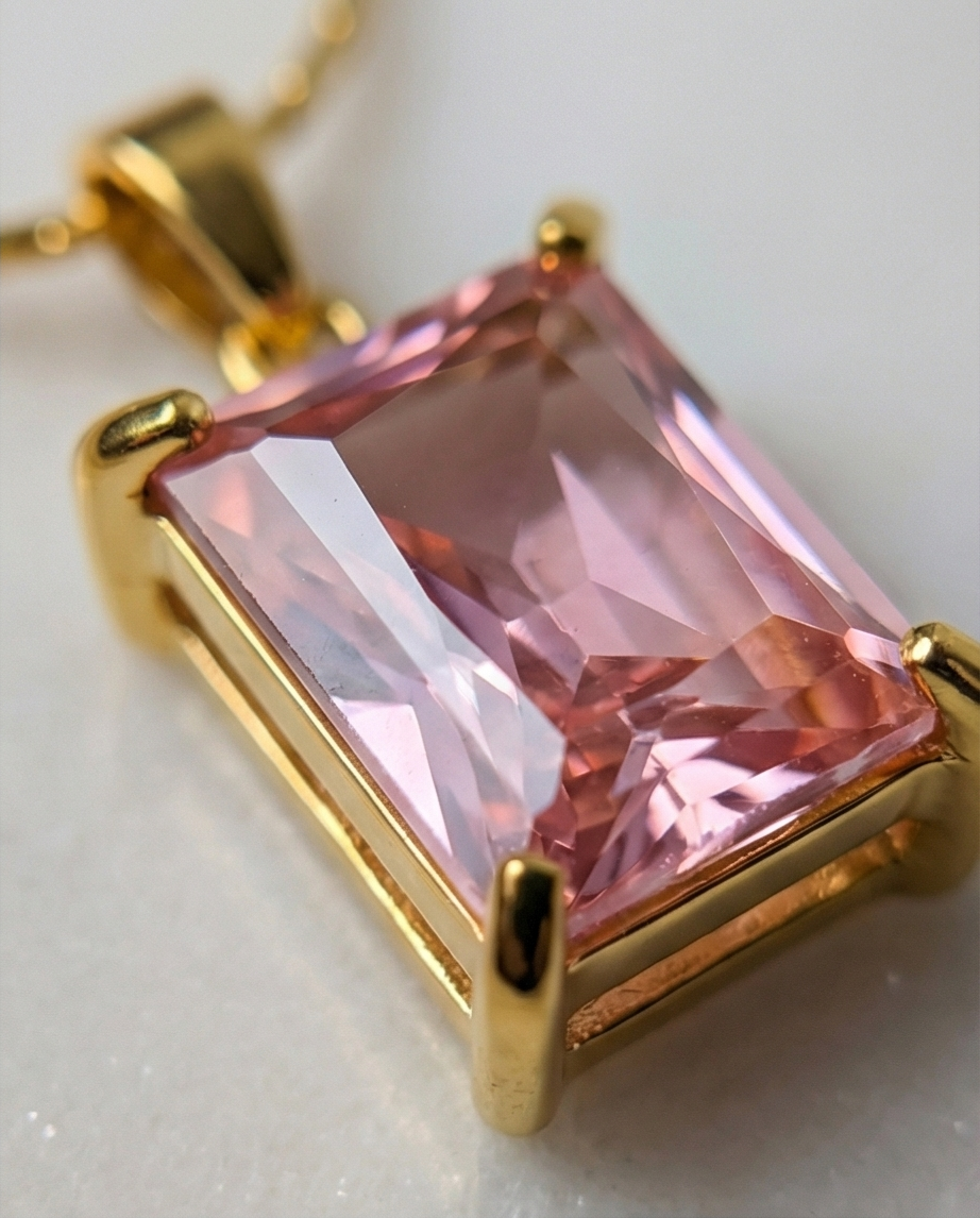 Rose Quartz Emerald-Cut Pendant