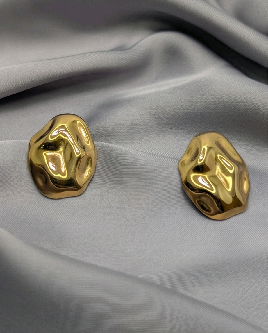 Molten Gold Stud Earrings