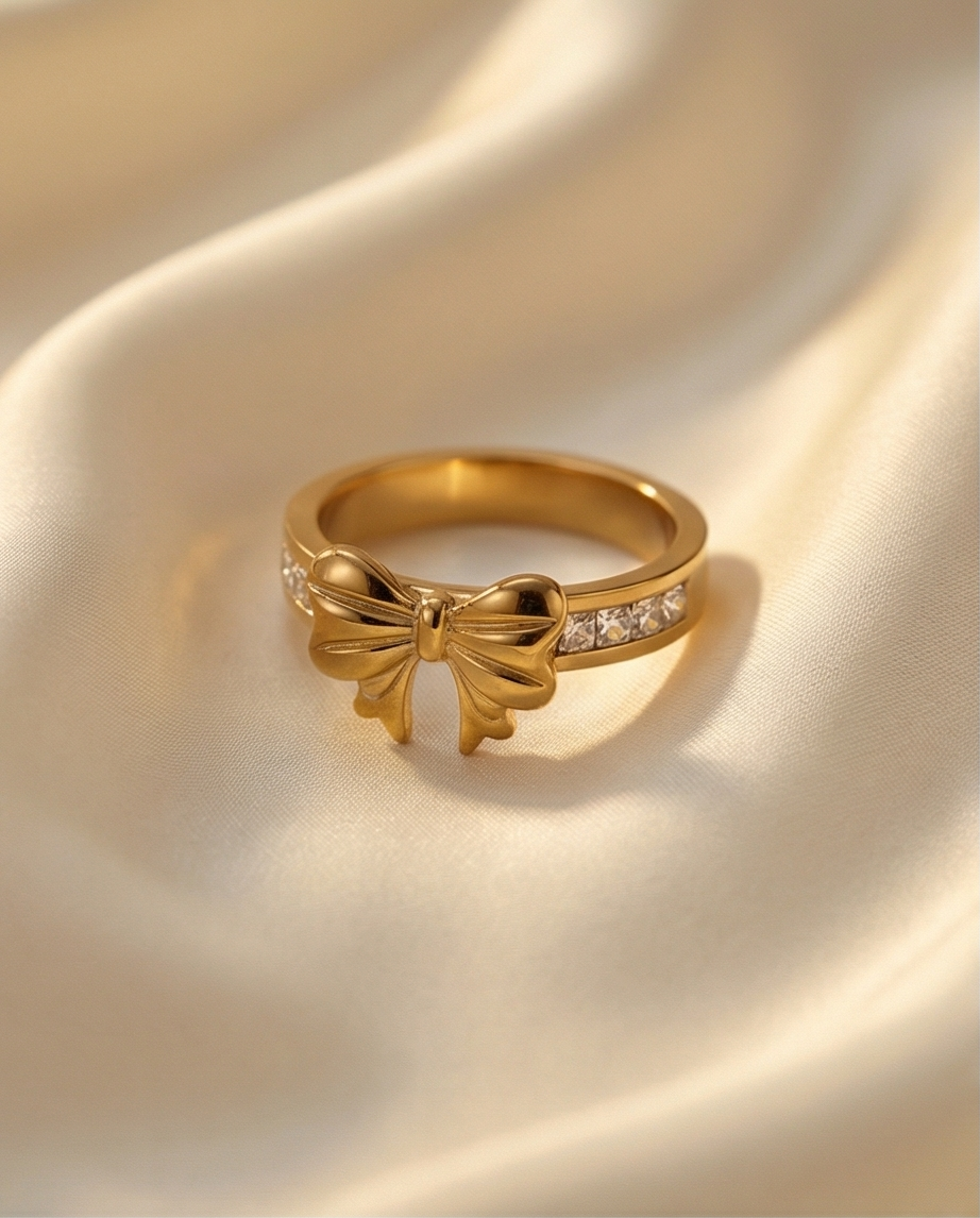 Crystal-Embellished Bow Ring