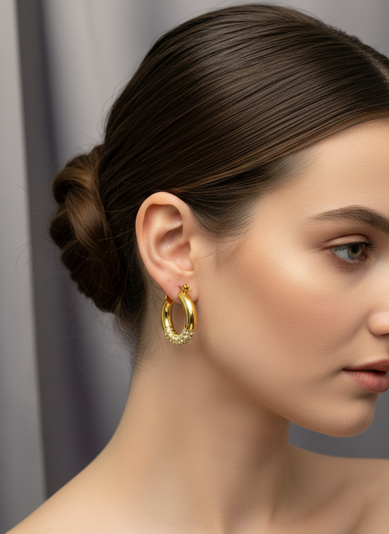 Crystal Hoops Earring