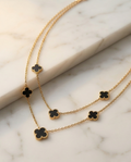 Midnight Clover Double-Layered Necklace